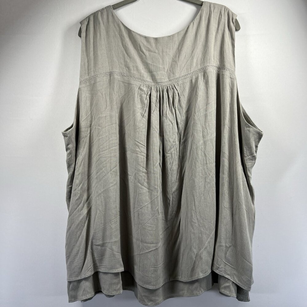 Coldwater Creek Womens Top Blouse Plus 3X Sleeveless Solid‎ Gray Layered Crinkle - Picture 5 of 7